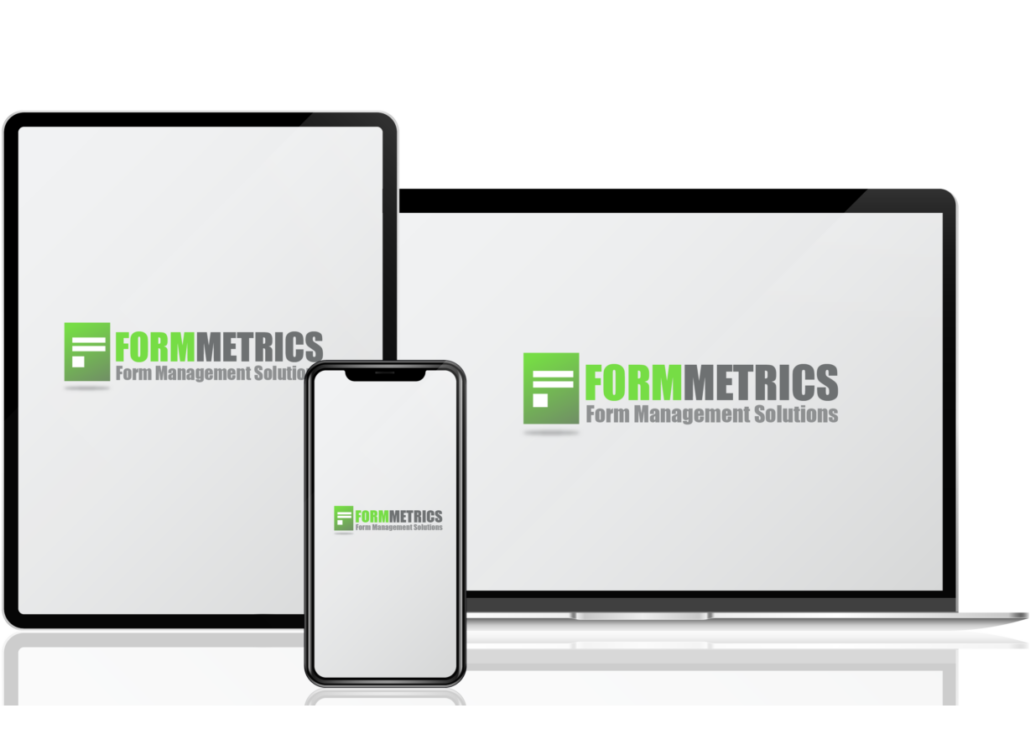 Multiple devices displaying the FormMetrics logo