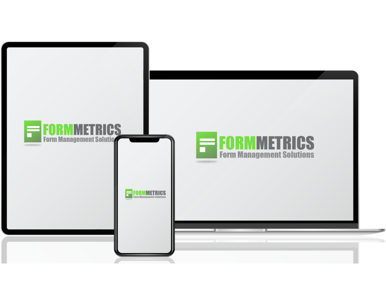 Multiple devices displaying the FormMetrics logo