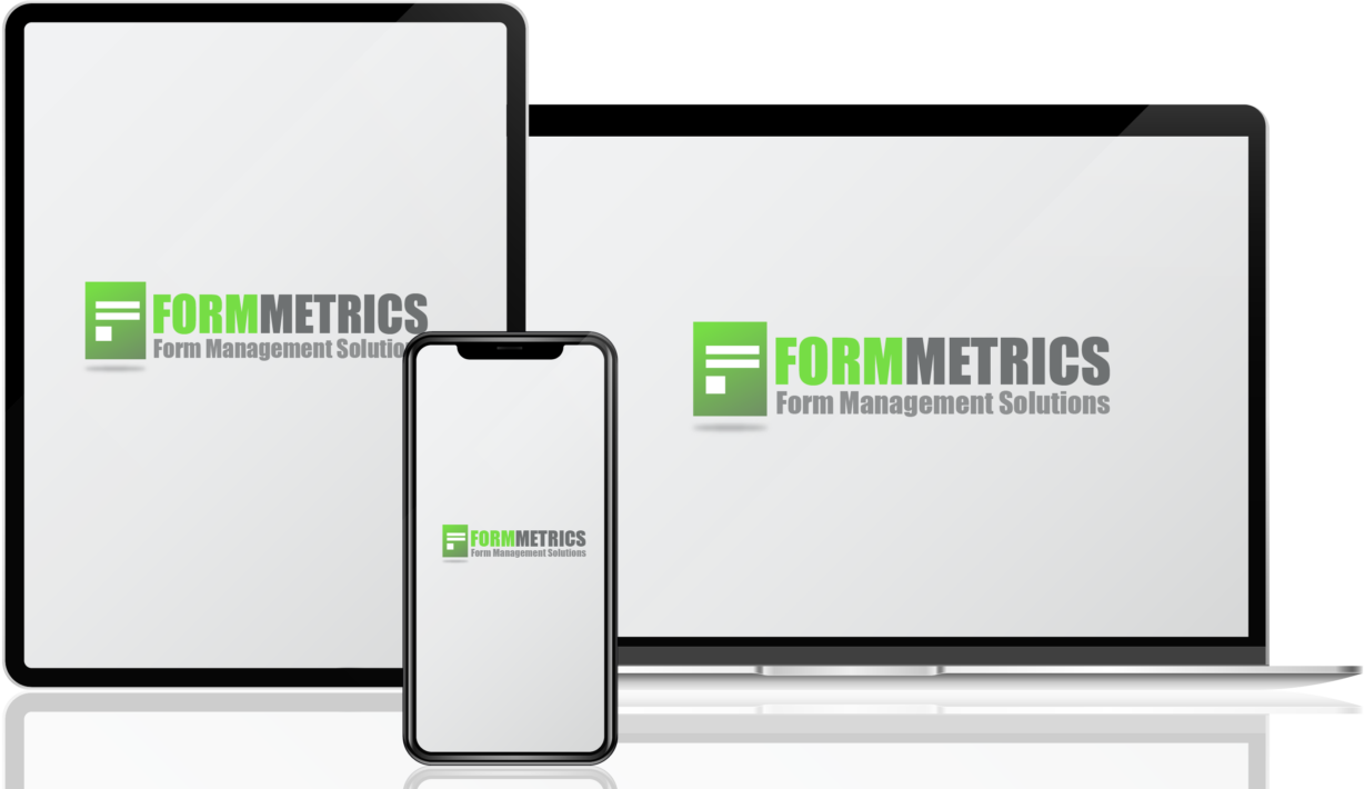 Multiple devices displaying the FormMetrics logo